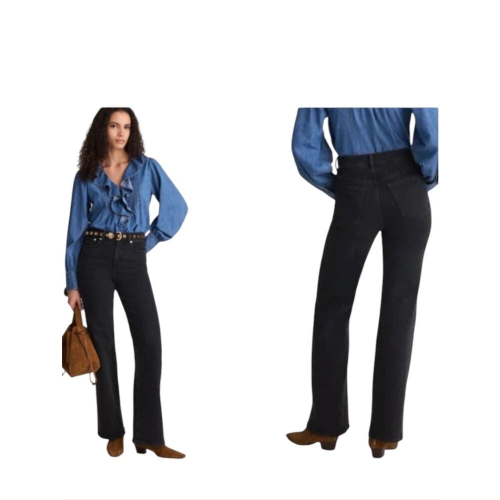 NWT Madewell The Wide Leg Jean Black Frost Tall Size 28T